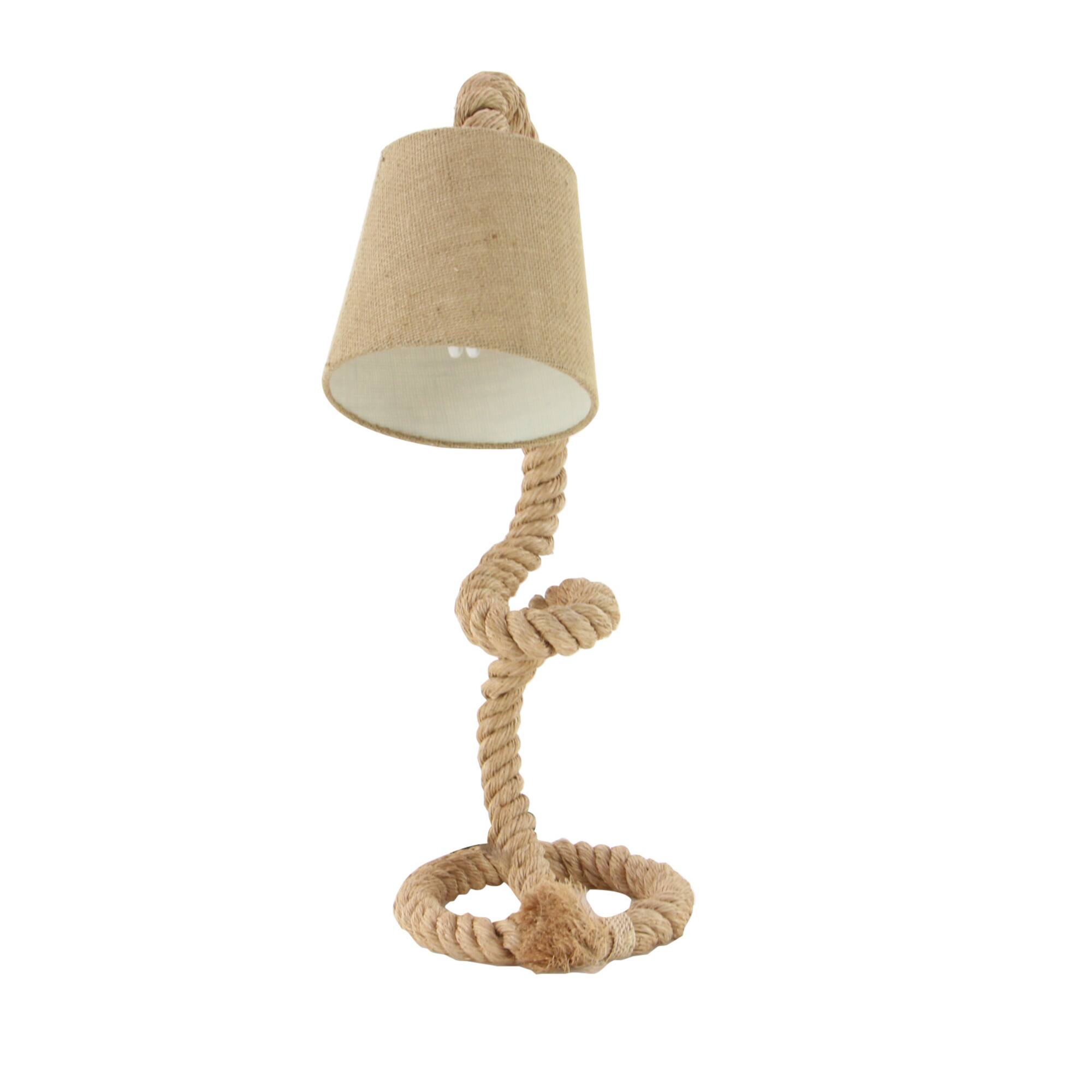 Brown Rope and Iron Rustic Desk Lamp, 32" x 11" x 14"